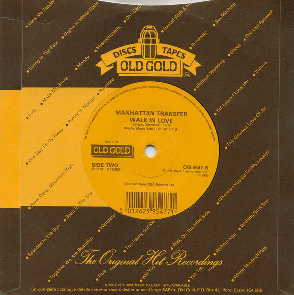 Manhattan Transfer - Chanson D'Amour/ Walk In Love - Used Vinyl Record image 2