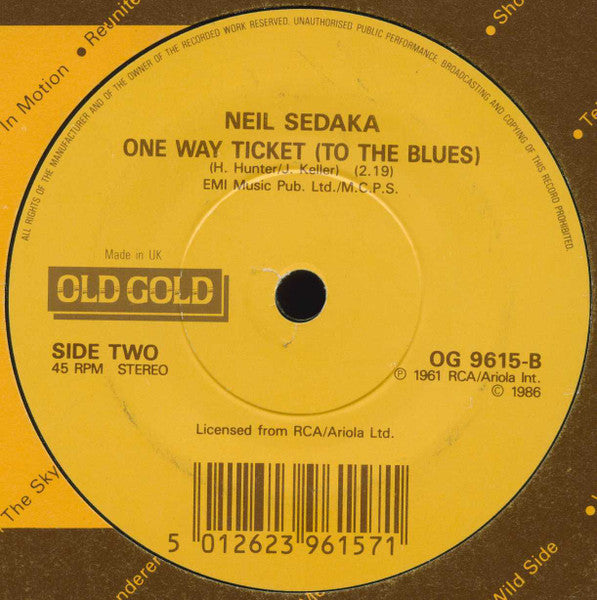 Neil Sedaka - Oh, Carol! / One Way Ticket (To The Blues) - Used Vinyl image 6