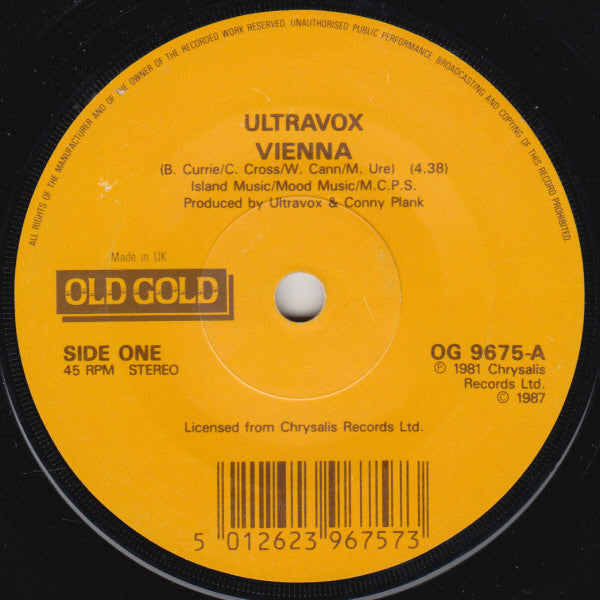 Ultravox - Vienna / The Voice - Used Vinyl Record 7" image 3