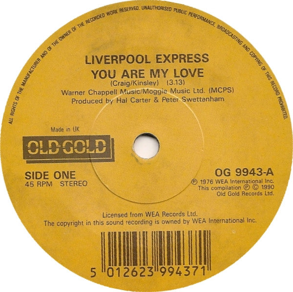 Liverpool Express - You Are My Love - Used Vinyl Record 7" image 1