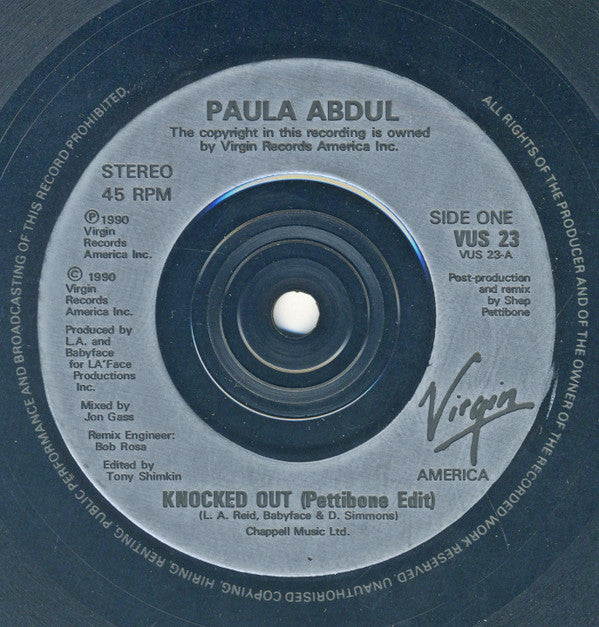Paula Abdul - Knocked Out - Used Vinyl Record 7" image 3