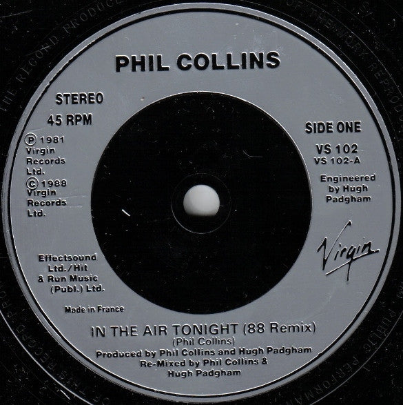 Phil Collins - In The Air Tonight ('88 Remix) - Used Vinyl Record 7" image 3