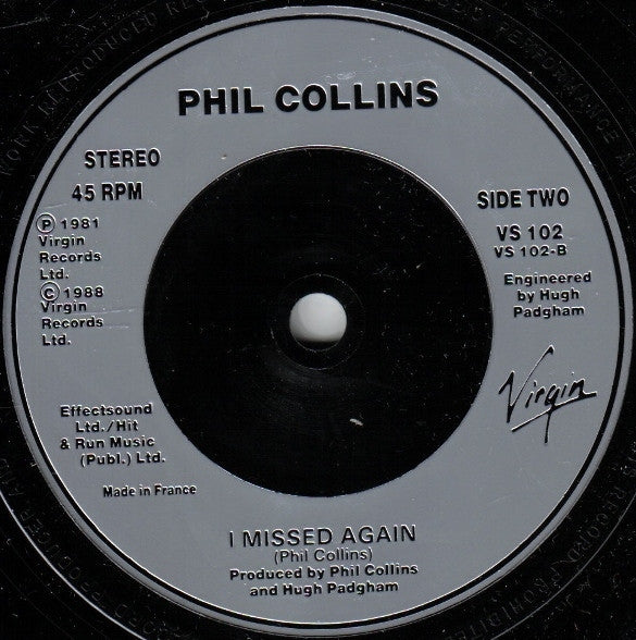 Phil Collins - In The Air Tonight ('88 Remix) - Used Vinyl Record 7" image 4