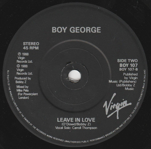 Boy George - Don't Cry - Used Vinyl Record 7" image 4