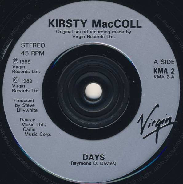 Kirsty MacColl - Days - Used Vinyl Record 7" image 3