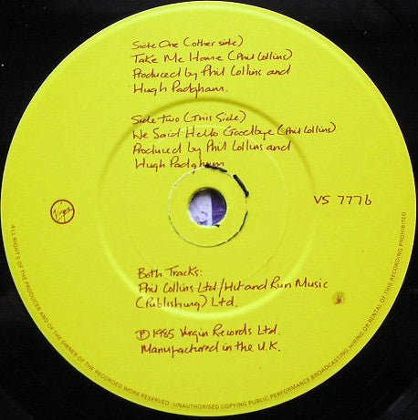 Phil Collins - Take Me Home - Used Vinyl Record 7" image 4