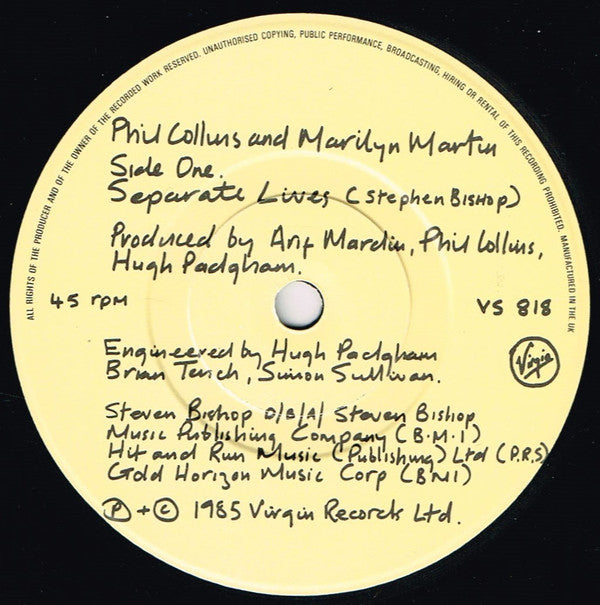 Phil Collins - Separate Lives (Love Theme From White Nights) - Used V image 3