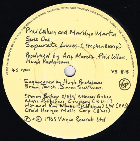 Phil Collins - Separate Lives (Love Theme From White Nights) - Used V image 7