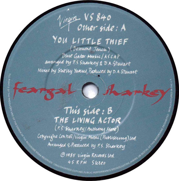 Feargal Sharkey - You Little Thief - Used Vinyl Record 7" image 8