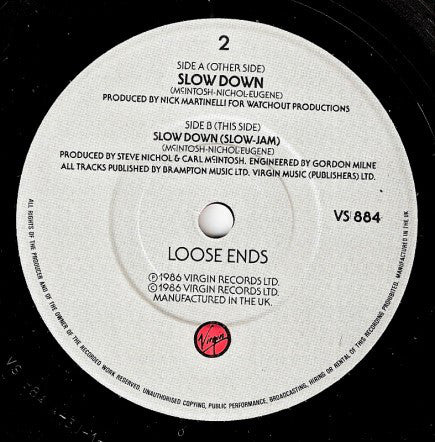 Loose Ends - Slow Down - Used Vinyl Record 7" image 4