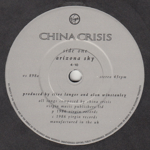 China Crisis - Arizona Sky - Used Vinyl Record 7" image 3