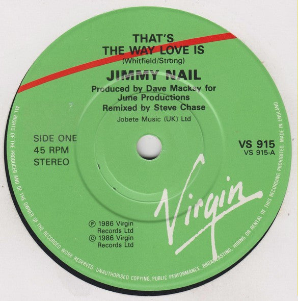 Jimmy Nail - That's The Way Love Is - Used Vinyl Record 7" image 3