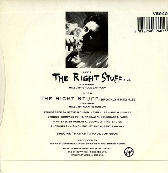Bryan Ferry - Right Stuff - Used Vinyl Record 7" image 6