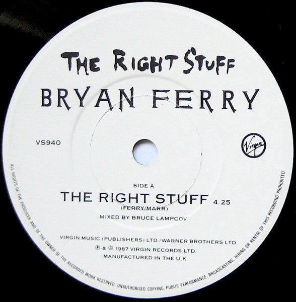 Bryan Ferry - Right Stuff - Used Vinyl Record 7" image 7