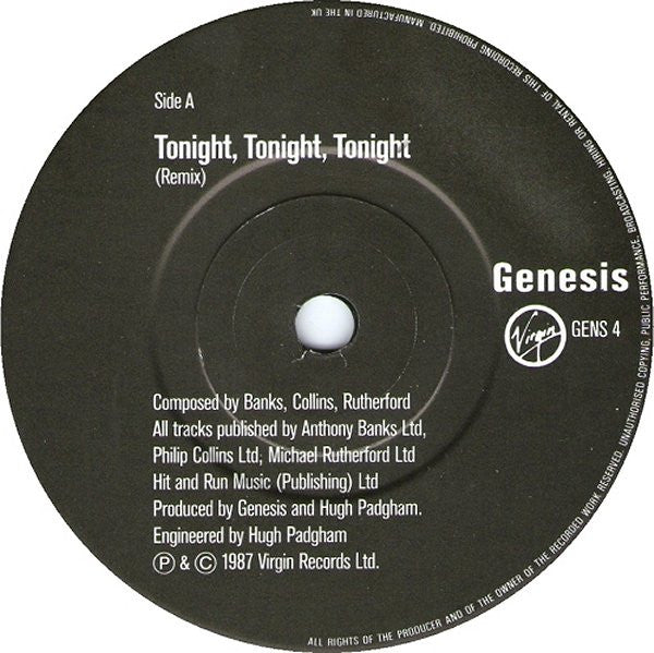 Genesis - Tonight, Tonight, Tonight - Used Vinyl Record 7" image 3