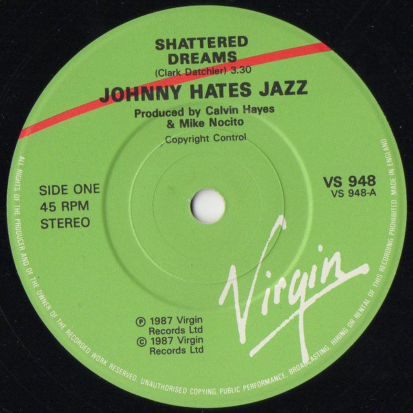 Johnny Hates Jazz - Shattered Dreams - Used Vinyl Record 7" image 3