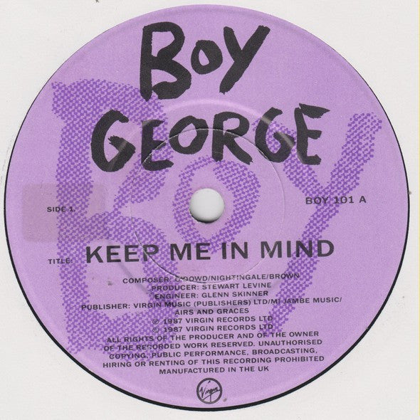 Boy George - Keep Me In Mind - Used Vinyl Record 7" image 3