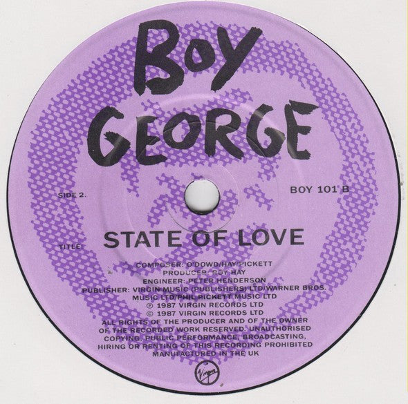 Boy George - Keep Me In Mind - Used Vinyl Record 7" image 4
