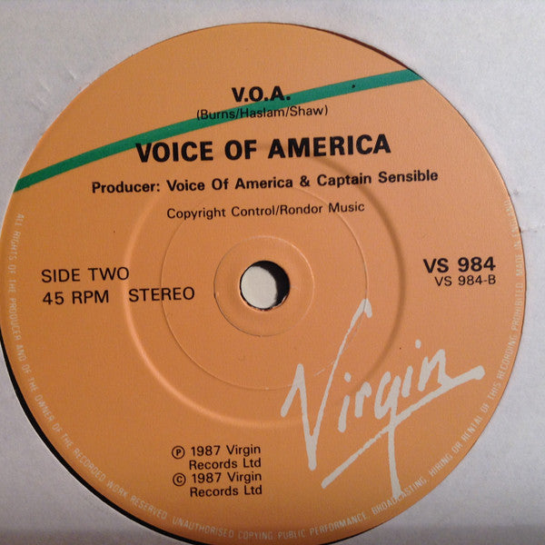 Voice Of America - Story Of Love - Used Vinyl Record 7" image 4