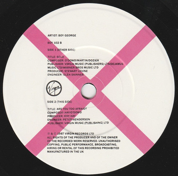 Boy George - Sold - Used Vinyl Record 7" image 4