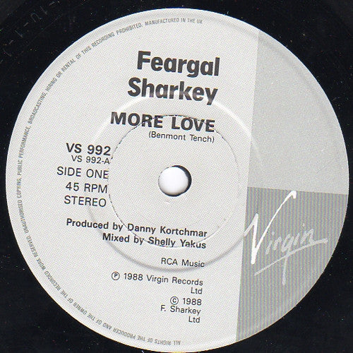 Feargal Sharkey - More Love - Used Vinyl Record 7" image 7