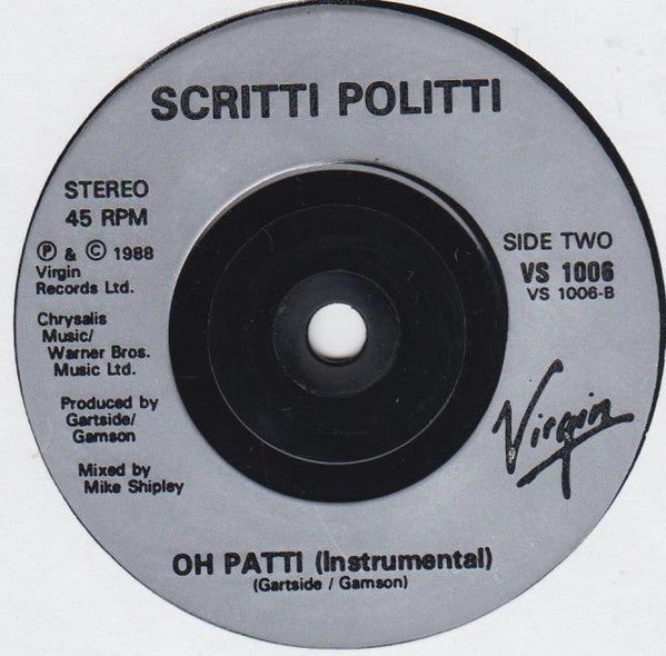 Scritti Politti - Oh Patti - Used Vinyl Record 7" image 4