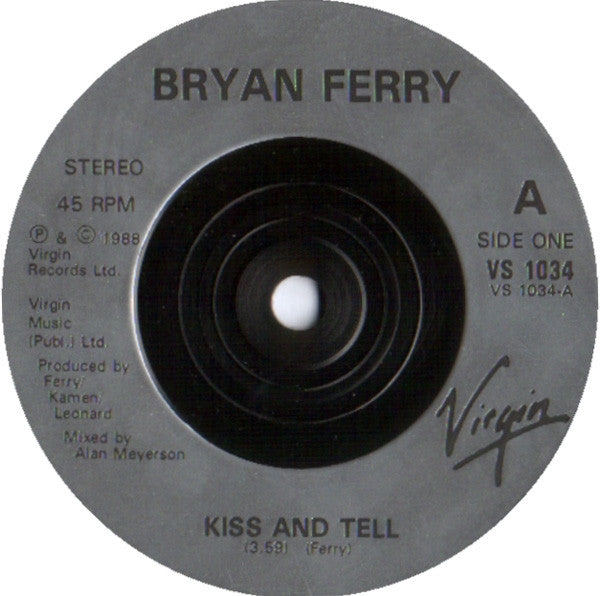 Bryan Ferry - Kiss And Tell - Used Vinyl Record 7" image 3