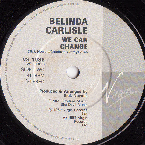 Belinda Carlisle - Heaven Is A Place On Earth - Used Vinyl Record 7" image 8