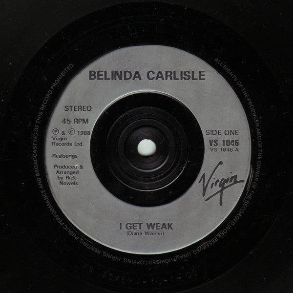 Belinda Carlisle - I Get Weak - Used Vinyl Record 7" image 3