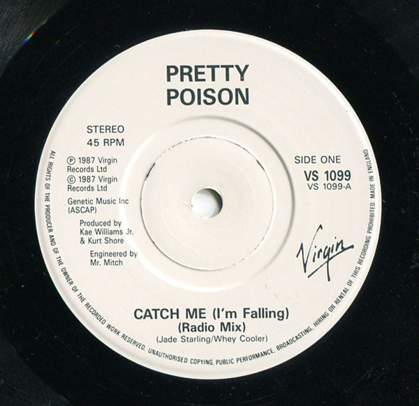 Pretty Poison - Catch Me (I'm Falling) - Used Vinyl Record 7" image 3