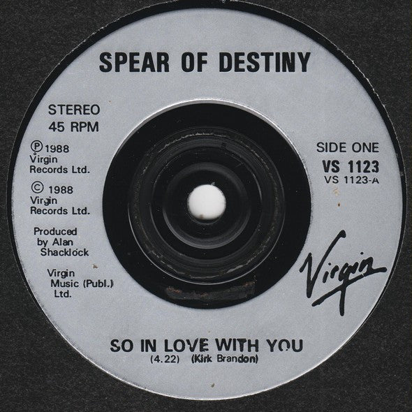 Spear Of Destiny - So In Love With You - Used Vinyl Record 7" image 3