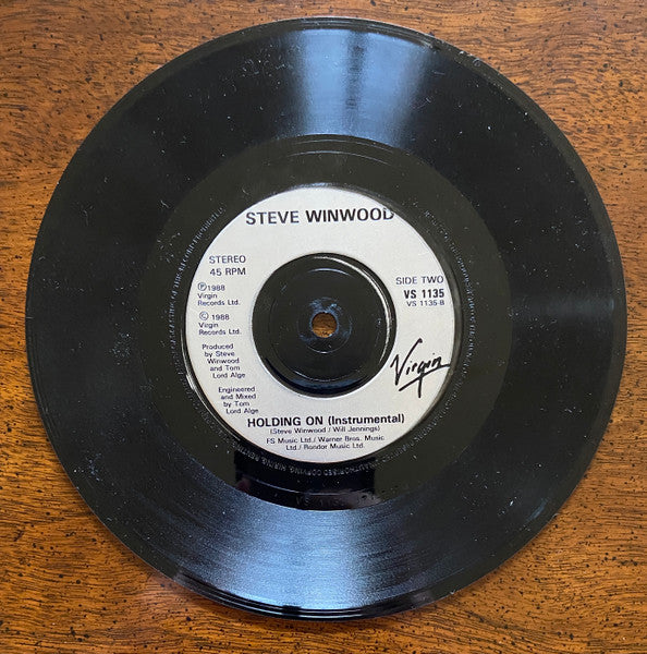 Steve Winwood - Holding On - Used Vinyl Record 7" image 3