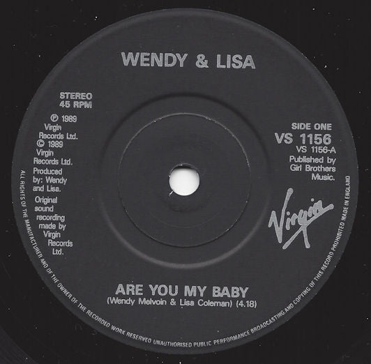 Wendy & Lisa - Are You My Baby? - Used Vinyl Record 7" image 3