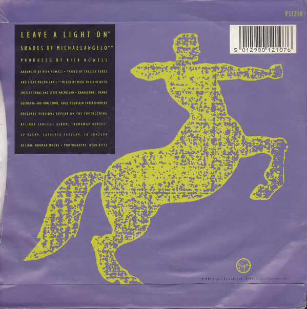 Belinda Carlisle - Leave A Light On - Used Vinyl Record 7" image 2