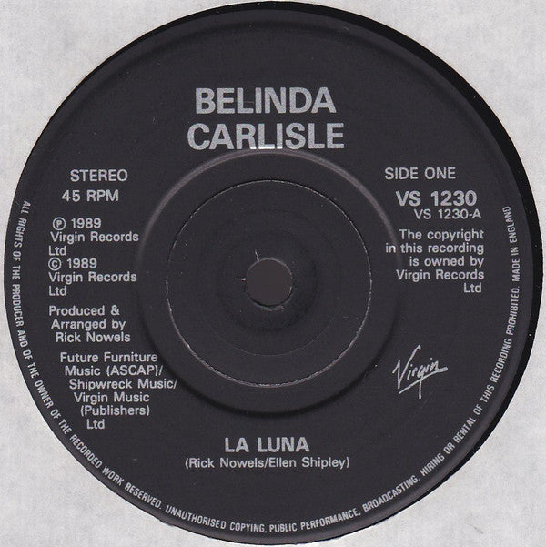 Belinda Carlisle - La Luna - Used Vinyl Record 7" image 3