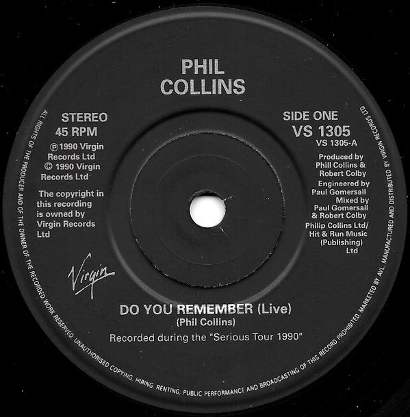 Phil Collins - Do You Remember? - Used Vinyl Record 7" image 3