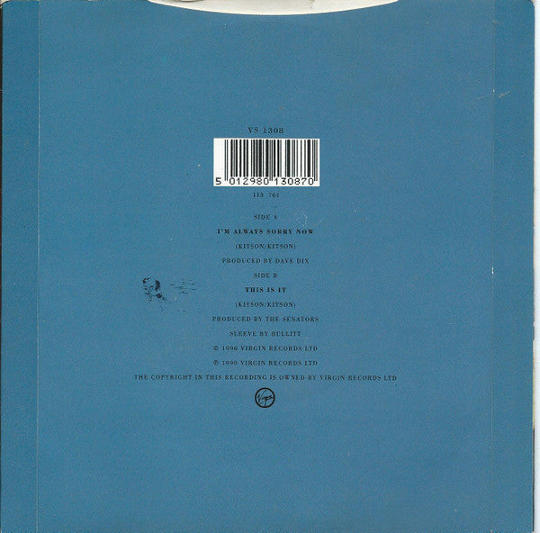 Senators - I'm Always Sorry Now - Used Vinyl Record 7" image 2