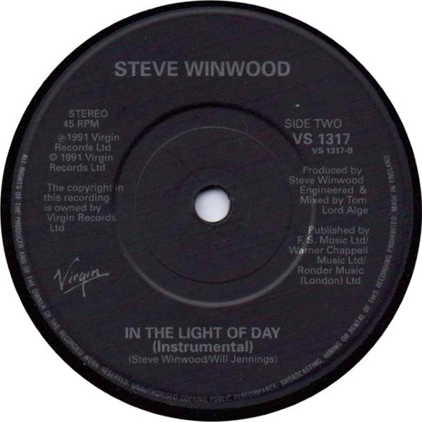 Steve Winwood - I Will Be Here - Used Vinyl Record 7" image 4