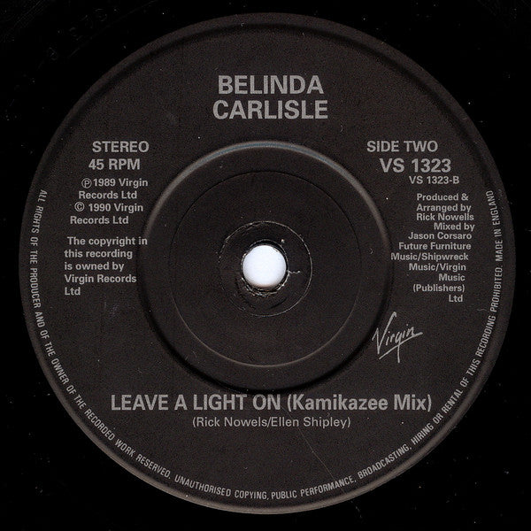 Belinda Carlisle - Summer Rain - Used Vinyl Record 7" image 4