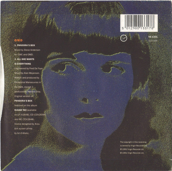 Orchestral Manoeuvre - Pandora's Box - Used Vinyl Record 7" image 2