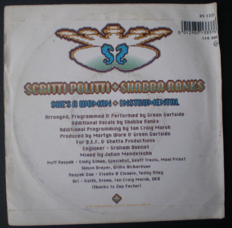 Scritti Politti - She's A Woman - Used Vinyl Record 7" image 2