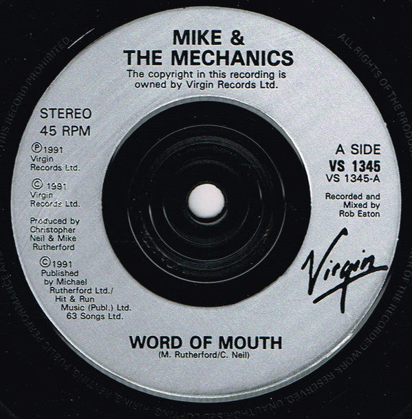 Mike & The Mechanics - Word Of Mouth - Used Vinyl Record 7" image 3