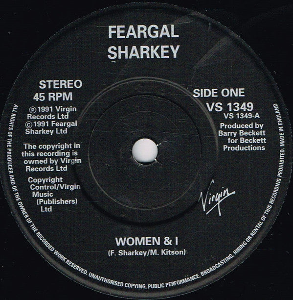 Feargal Sharkey - Women & I - Used Vinyl Record 7" image 3