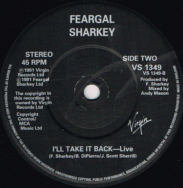Feargal Sharkey - Women & I - Used Vinyl Record 7" image 8