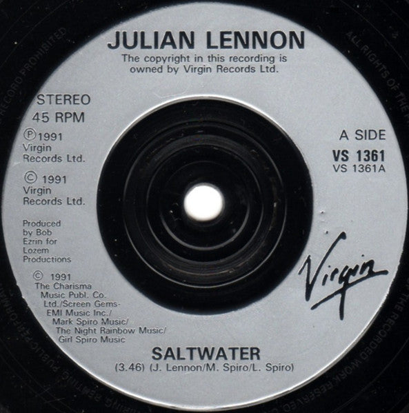 Julian Lennon - Saltwater - Used Vinyl Record 7" image 7