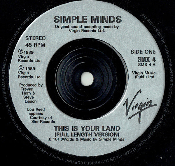 Simple Minds - This Is Your Land - Used Vinyl Record 7" image 3