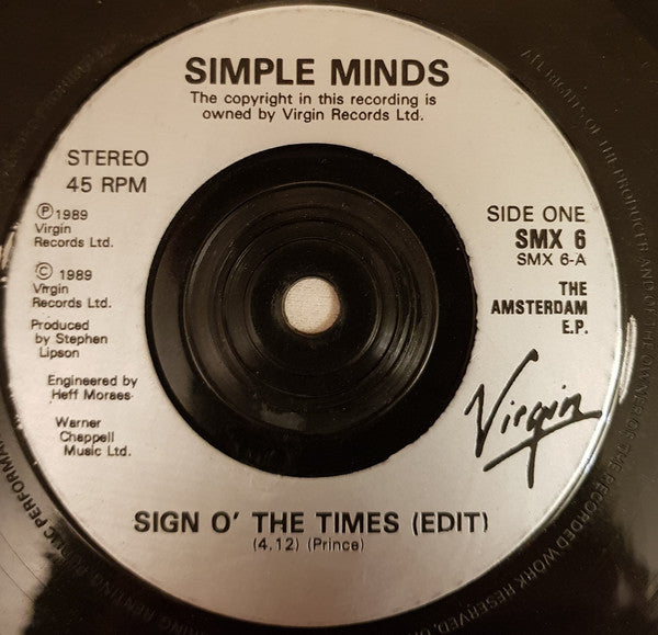 Simple Minds - Amsterdam EP - Used Vinyl Record 7" image 3