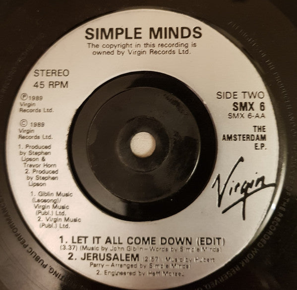 Simple Minds - Amsterdam EP - Used Vinyl Record 7" image 8