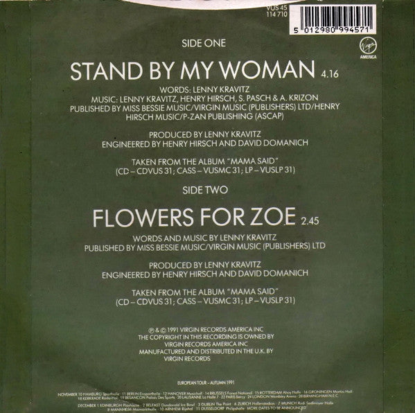 Lenny Kravitz - Stand By My Woman - Used Vinyl Record 7" image 2
