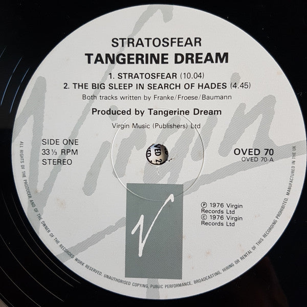 Tangerine Dream - Stratosfear - Used Vinyl Record image 5